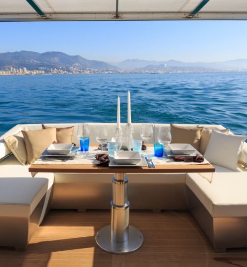 intimate meal onboard a small ship